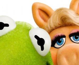 yapboz Miss Piggy ve Kurbağa Kermit